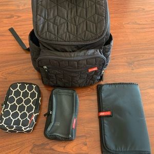 Skip Hop Diaper Bag Forma - Travel Backpack Black Quilted.